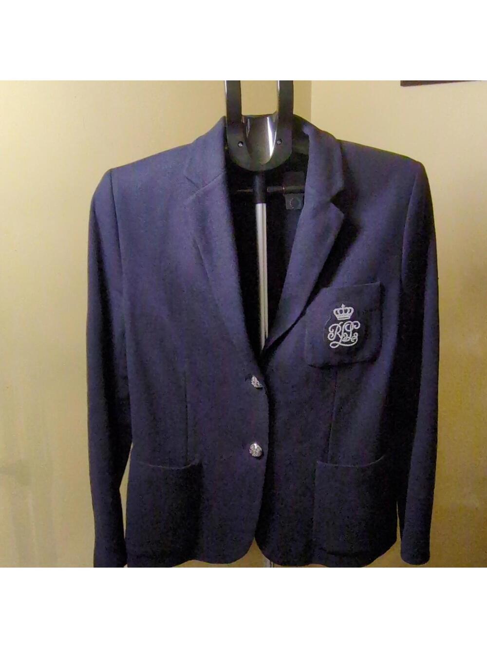 Lauren Ralph Lauren Navy Notch Lapel Blazer Two-Button Women's Sz L